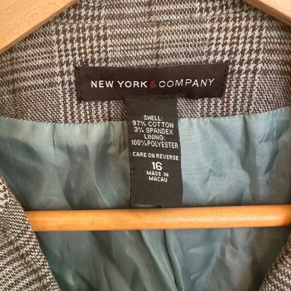 New York & Company Vintage 90s plaid blazer jacket 16 - Picture 5 of 6